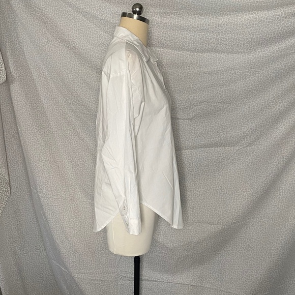 White Long Sleeve Button Up Shirt Cotton Polyester Work Casual Cover Relaxed Fit - Picture 2 of 4